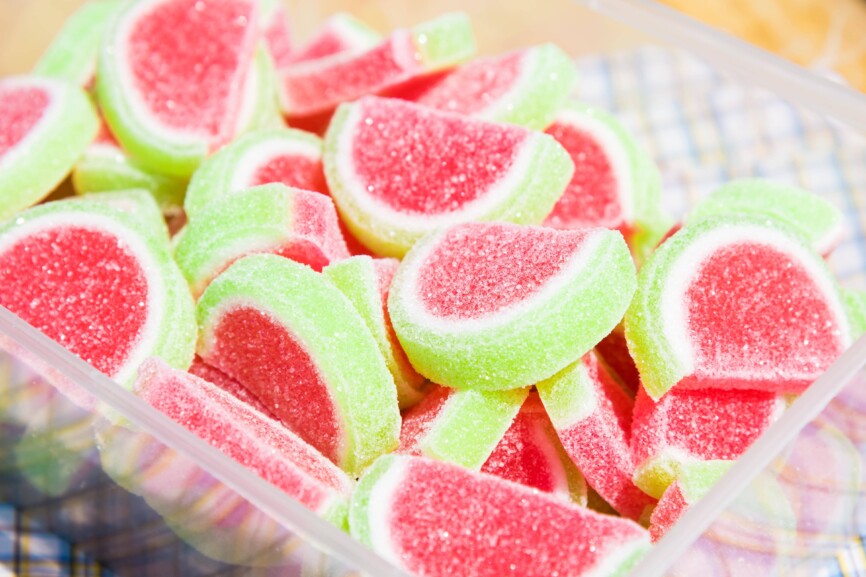 Fruit jelly candy watermelon shaped slice. Copyright: xniamwhanx Panthermedia28304504