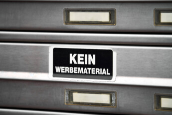 Augsburg, Bavaria, Germany – November 18, 2024: No advertising material on a letterbox in an apartment building. Symbol